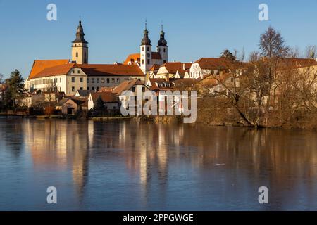 Telc, site classé au patrimoine mondial de l'UNESCO, Moravie du Sud, République tchèque. Banque D'Images