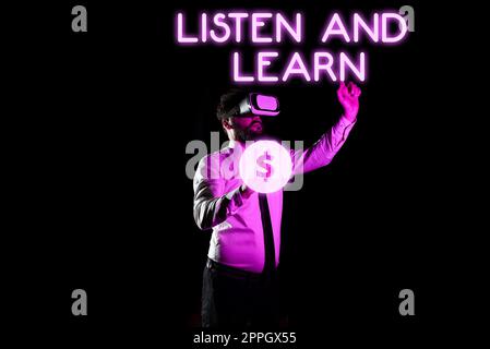 Légende du texte temps de présentation du webinaire. Concept d'affaires faites attention à obtenir la connaissance apprentissage enseignement lecture Banque D'Images