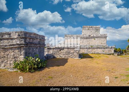 Le château, ruines mayas à Tulum, Riviera Maya, Yucatan, mer des Caraïbes, Mexique Banque D'Images