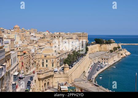 Vue depuis les jardins de la haute Barrakka - Valette Banque D'Images