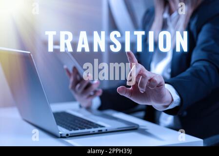 Transition d'affichage conceptuel. Mot écrit sur une modification dramatique ou radicale de la forme ou de l'apparence Banque D'Images