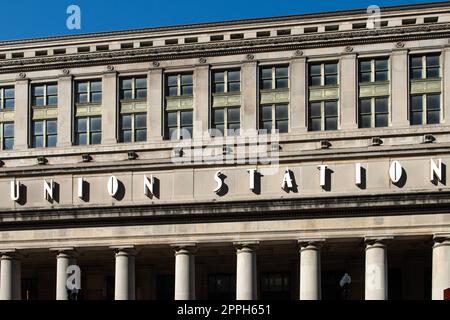 Entrée de la gare union à chicago, Illinois Banque D'Images