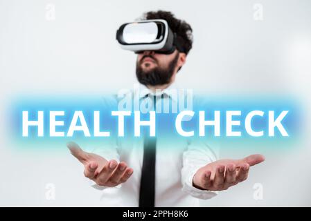 Contrôle du fonctionnement de l'affichage conceptuel. Mot pour l'examen médical bien-être et l'inspection générale de l'état Banque D'Images