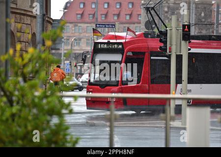 Tramway de la vieille ville de Nuremberg Banque D'Images