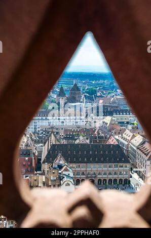 Vue aérienne de la vieille ville de Strasbourg, France Banque D'Images