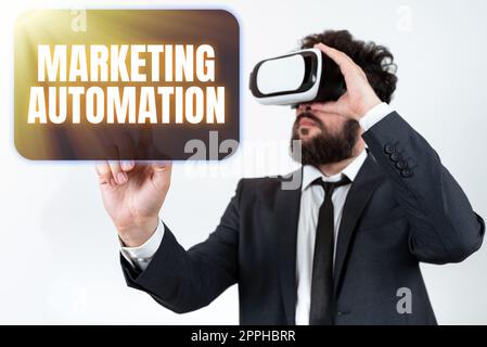 Écriture affichant du texte Marketing Automation. Plates-formes logicielles d'approche commerciale conçues pour le département du commerce Banque D'Images