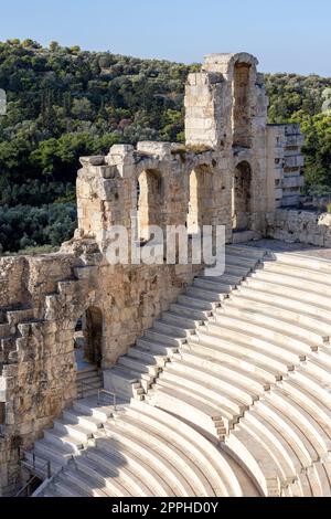 Théâtre de Dionysos, vestiges de l'ancien théâtre grec situé sur le versant sud de la colline de l'Acropole, Athènes, Grèce Banque D'Images