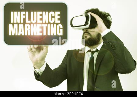 Inspiration montrant l'influence des signes Marketing. Forme de concept d'affaires de commerce de médias sociaux impliquant des approbations Banque D'Images