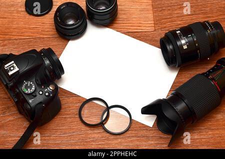 Nature morte avec kit photo-caméra numérique Banque D'Images