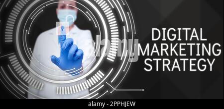 Légende conceptuelle Stratégie de marketing numérique. Services d'idées commerciales utilisant des canaux numériques pour atteindre les consommateurs Banque D'Images
