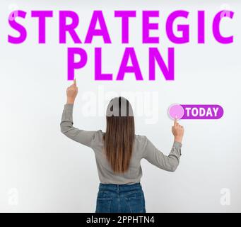 Légende conceptuelle Plan stratégique. Business présenter Un processus de définition de stratégie et de prise de décisions Banque D'Images