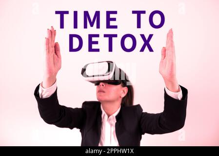 Signe de texte indiquant le temps de détox. Internet concept moment pour l'alimentation Nutrition santé traitement de toxicomanie nettoyer Banque D'Images