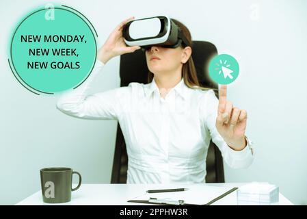 Affiche manuscrite du nouveau lundi, de la nouvelle semaine, des nouveaux objectifs. Business idée Au revoir week-end commencer de nouveaux objectifs objectifs objectifs Banque D'Images