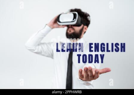 Texte d'écriture apprendre l'anglais aujourd'hui. Concept signifiant acquérir ou acquérir des connaissances et des compétences en anglais Banque D'Images