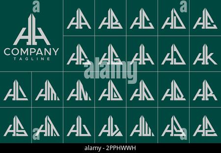 Ensemble de modèles de conception moderne avec logo H et lettre triangle. Simple ligne H logo initial. Illustration de Vecteur