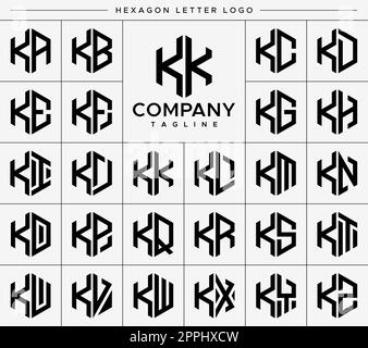 Jeu de vecteurs à motif lettre K et logo hexagonal moderne. Logo KK K hexagonal. Illustration de Vecteur