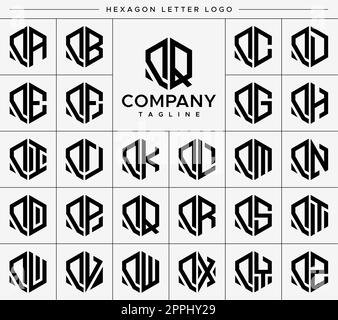 Jeu de vecteurs avec logo lettre Q hexagonal moderne. Logo QQ Q hexagonal. Illustration de Vecteur