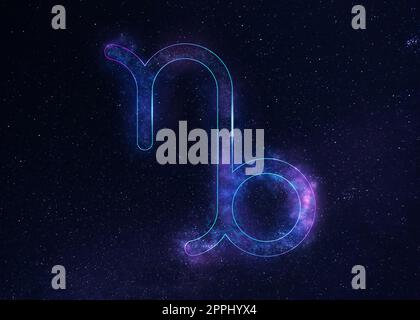 Capricorne signe astrologique dans le ciel de nuit avec beau ciel Banque D'Images