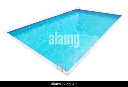 Piscine moderne avec échelle isolée sur blanc Banque D'Images