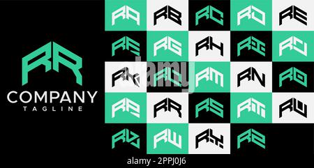 Ensemble de modèles de logo R avec flèche vers le haut. Ligne abstraite RR R lettre logo Illustration de Vecteur