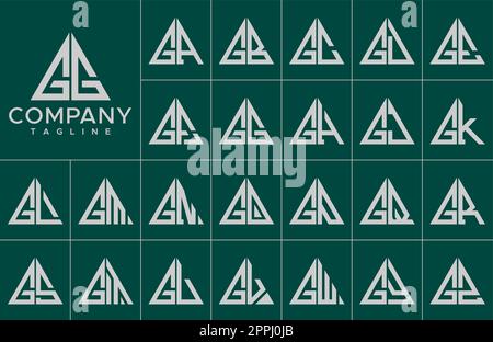 Ensemble de modèles de conception moderne avec logo G et lettre triangle. Simple ligne G logo initial. Illustration de Vecteur
