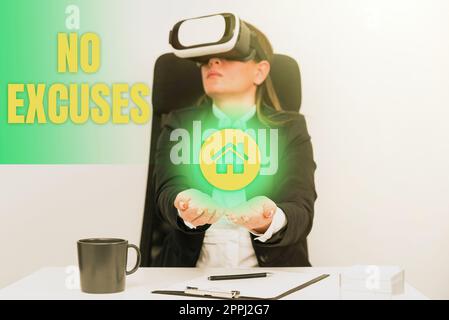 Texte d'écriture manuscrite aucune excuse. Concept signifiant dire à quelqu'un de ne pas dire les raisons de certains problèmes Banque D'Images