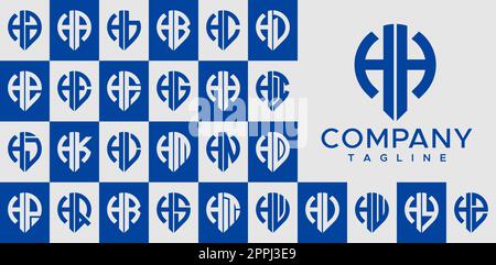 Moderne point de broche lettre H logo design vecteur. Jeu initial de logos HH H de marqueur de ligne. Illustration de Vecteur