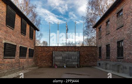 Mur de la mort d'Auschwitz I Banque D'Images