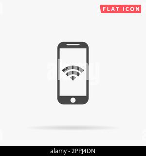 Wi-fi sur votre smartphone. Symbole noir plat simple avec ombre sur fond blanc. Pictogramme d'illustration vectorielle Illustration de Vecteur