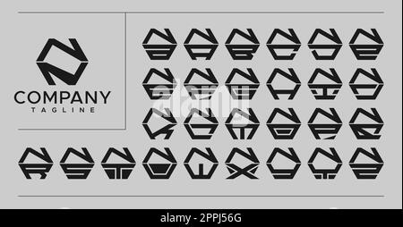 Motif moderne de lettre N à motif hexagonal. Technologie NN N lettre logo vecteur. Illustration de Vecteur