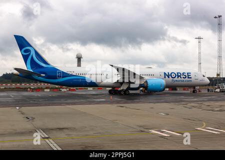 Norse Atlantic Airways Boeing 787-9 Dreamliner avion aéroport d'Oslo en Norvège Banque D'Images