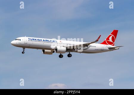 Avion Airbus A321neo de Turkish Airlines à l'aéroport de Francfort en Allemagne Banque D'Images