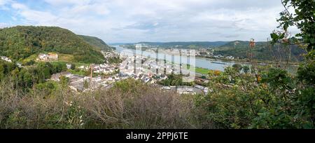 Panorama de Brohl, Vallée du Rhin, Allemagne Banque D'Images