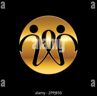 Logo Golden People Monogram lettre initiale W Illustration de Vecteur