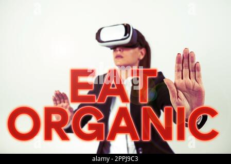 Affiche manuscrite Eat Organic. Concept signification réduction de manger des bonbons diabète contrôle régime Banque D'Images