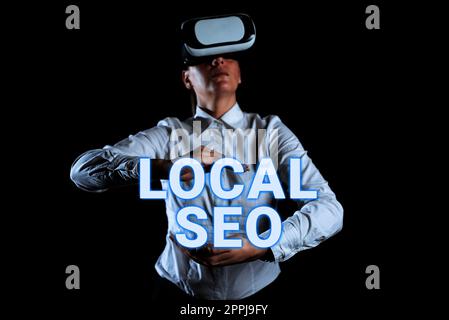 Texte d'écriture Seo local. Concept signification c'est un moyen efficace de marketing de votre entreprise en ligne Banque D'Images