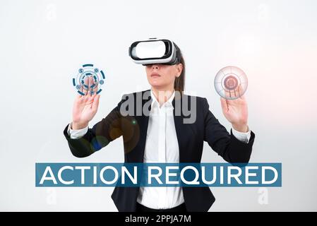 Action requise pour l'écriture manuscrite. Internet concept considère une action de quelqu'un en vertu de leur position Banque D'Images