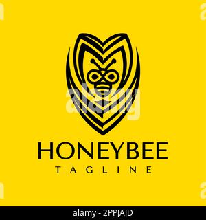 Design minimaliste du logo de la lettre Bee M V MV. Marque de logo MV initiale en nid d'abeille simple Illustration de Vecteur