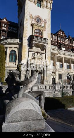 Sinaia, Roumanie - 31 décembre 2022 : Château de Peles Sinaia en hiver, Transylvanie, Roumanie Banque D'Images