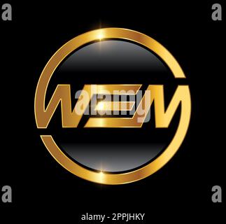 Icône de vecteur de logo doré initial de WEM Monogram Illustration de Vecteur