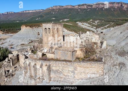 Vestiges de l'église romane de San Miguel in ESCO, Saragosse Espagne Banque D'Images