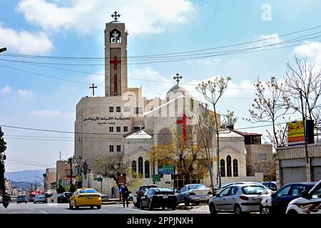 Église orthodoxe grecque Al Bishara, Jabal Al-Weibdeh, Amman, Jordanie Amman, Jordanie, الأردن, Royaume hachémite de Jordanie, Banque D'Images