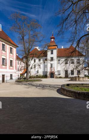 Château et ville de Trebon, Bohême du Sud, République tchèque Banque D'Images