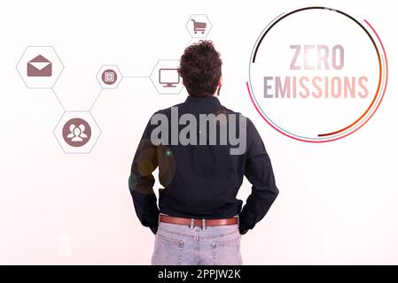 Affiche zéro émission. L'approche commerciale n'émet aucun déchet qui pollue l'environnement Banque D'Images