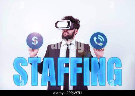 Écriture affichant le texte dotation en personnel. Concept Internet le pourcentage de travailleurs qui ont remplacé par de nouveaux employés Banque D'Images