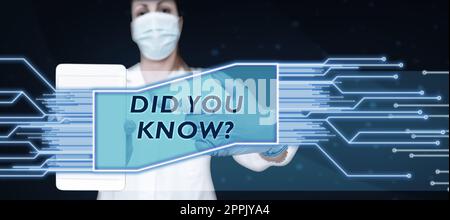 Légende de la présentation le saviez-vous ? Mot écrit sur les faits et les chiffres amusants information connaissances générales Banque D'Images