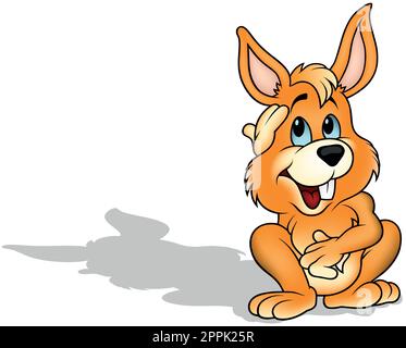 Lapin orange assis avec un sourire Naughty Illustration de Vecteur