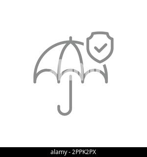 Icône de vecteur parapluie, bouclier et coche. Assurance, symbole protégé et sécurisé. Illustration de Vecteur