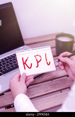 Inspiration montrant le signe KPI. Le concept commercial démontre à quel point l'entreprise atteint efficacement ses objectifs commerciaux clés Banque D'Images