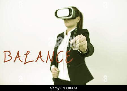 Texte indiquant la balance inspiration. Mot pour la condition dans laquelle les différents éléments sont égaux ou corrects Banque D'Images